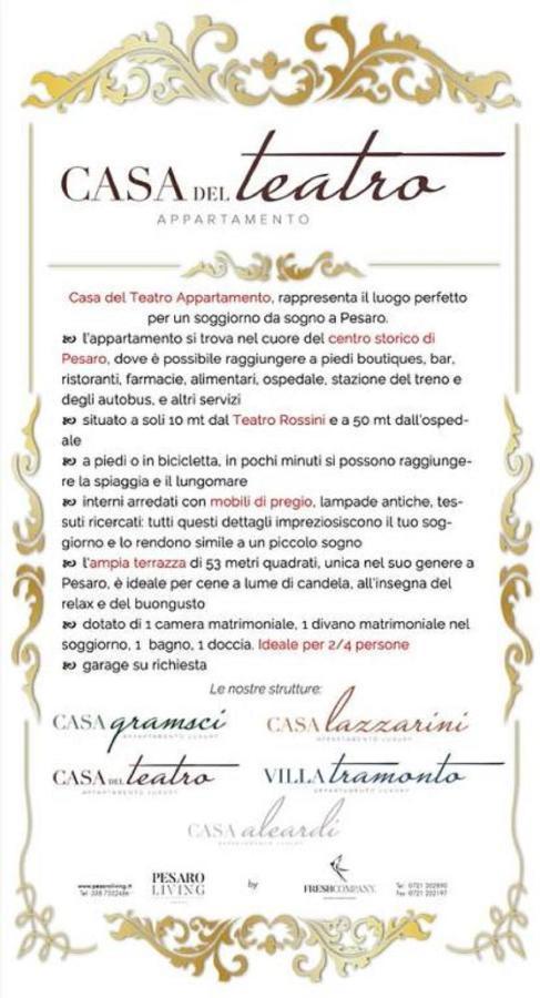 Casa Del Teatro Appartamento Con Splendida Terrazza Di Fronte Al Teatro Rossini Pesaro Exterior foto